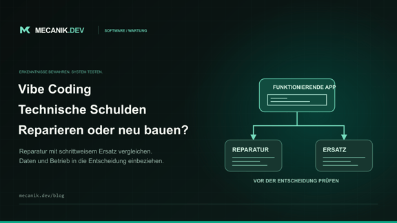 Technische Schulden durch Vibe Coding: reparieren oder neu bauen?