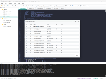 Easy COBOL DB Migrator - COBOL record layout viewer for LOANDB2.cbl