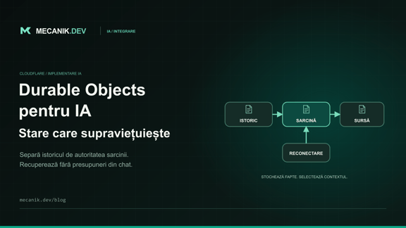Cloudflare Durable Objects pentru IA: stare și recuperare