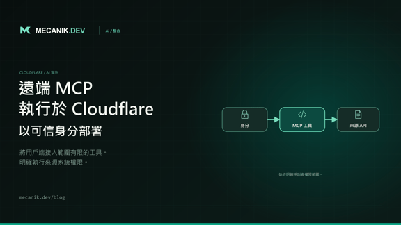 Cloudflare 遠端 MCP 伺服器：認證、部署與測試