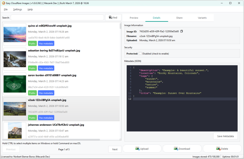 Anteprima varianti di Easy Cloudflare Images con confronto immagini affiancato