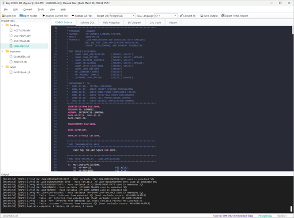 Easy COBOL DB Migrator - Quellanalyse von LOANDB2.cbl