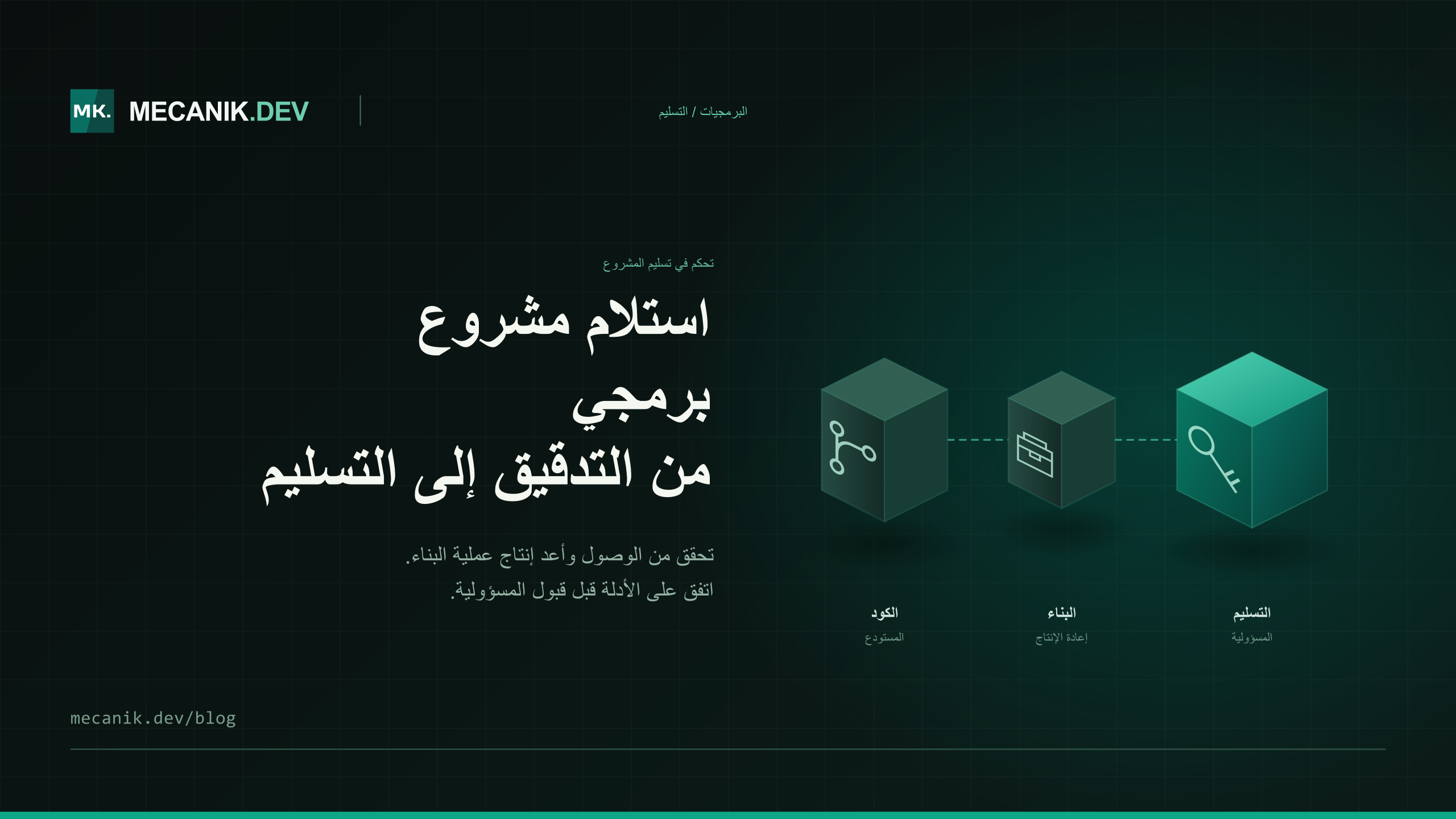 استلام مشروع برمجي - التدقيق والتكاليف والتسليم