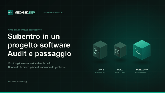 Subentro in un progetto software - Costi e consegna