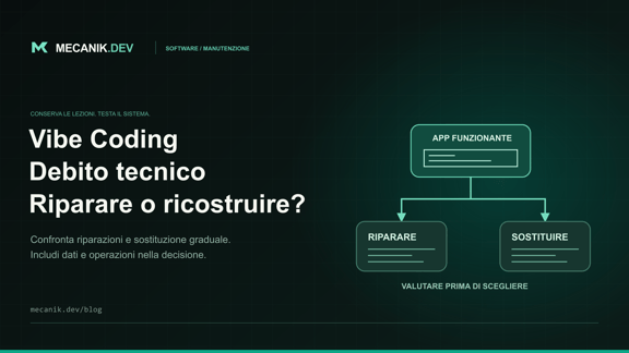 Debito tecnico del vibe coding: riparare o ricostruire?