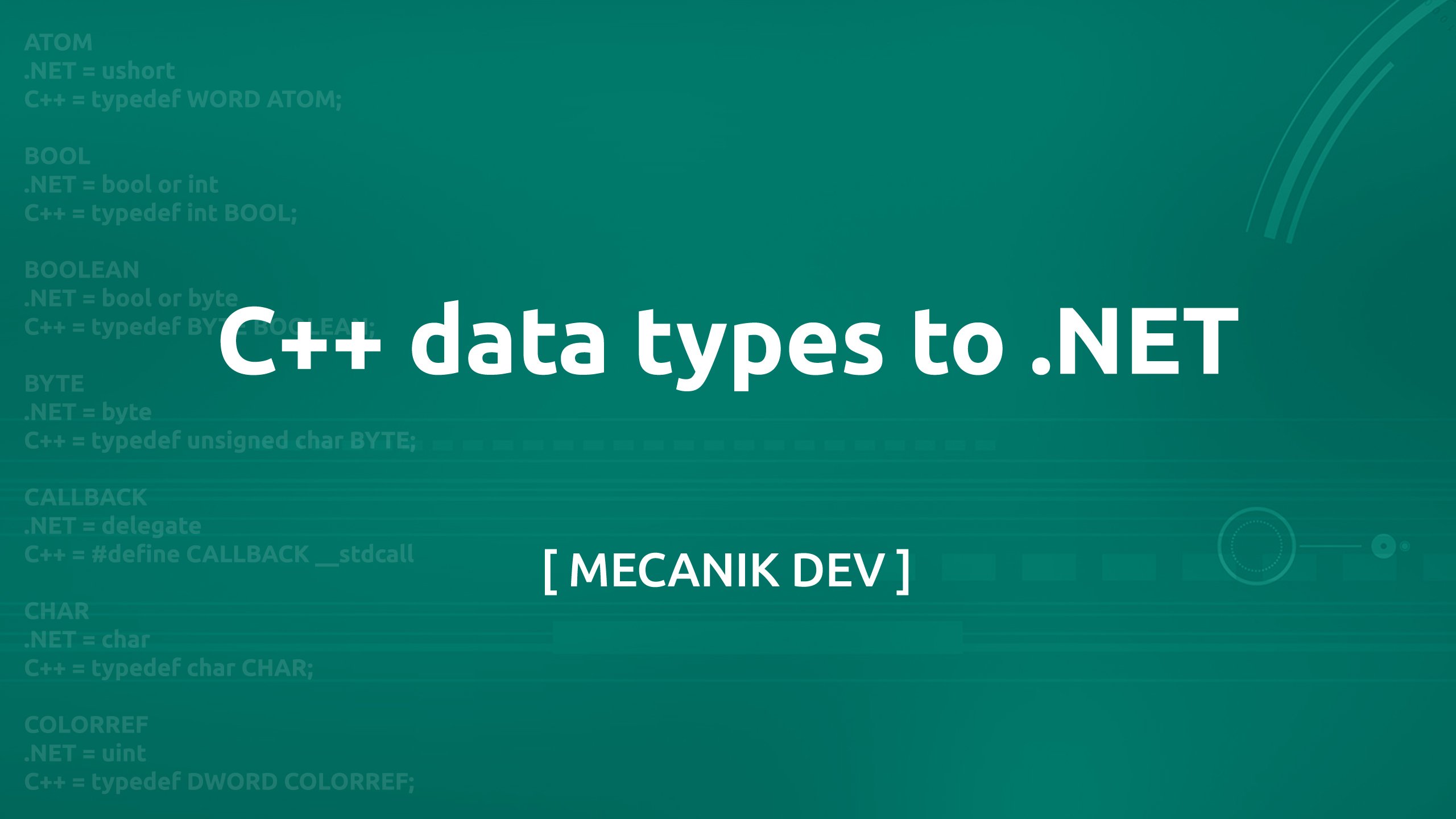 C++ data types to .NET