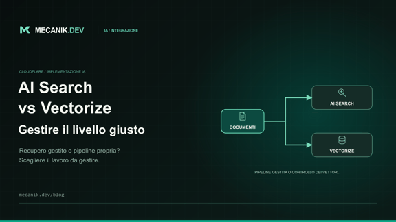 Cloudflare AI Search vs Vectorize: scegliere lo stack RAG