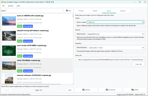 Schermata impostazioni e configurazione API Cloudflare di Easy Cloudflare Images