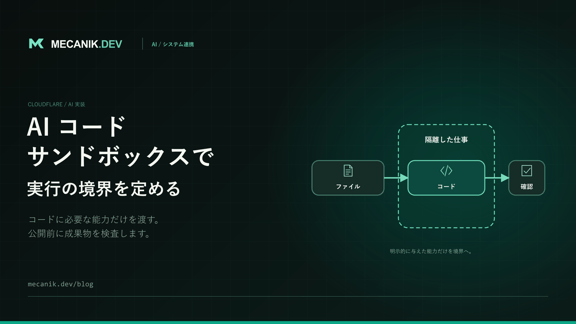Cloudflare Sandbox の AI コード実行：制限と制御