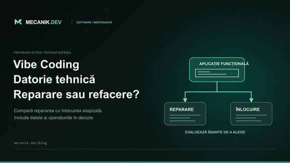 Datoria tehnică în vibe coding: reparare sau refacere