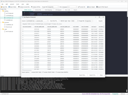 Easy COBOL DB Migrator - enterprise data migration engine parsing COBOL data files