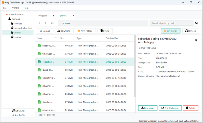 Easy Cloudflare R2ダッシュボード - バケット内のファイル表示