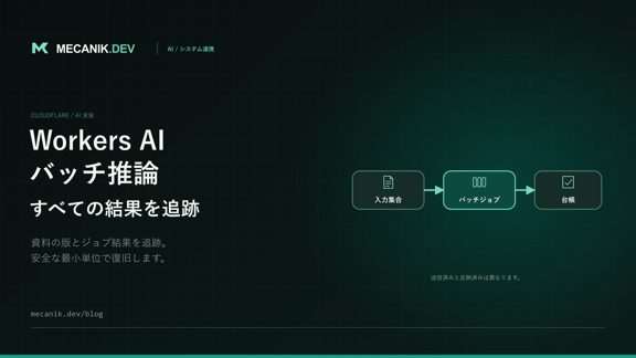 Cloudflare Workers AI のバッチ推論：ジョブと復旧