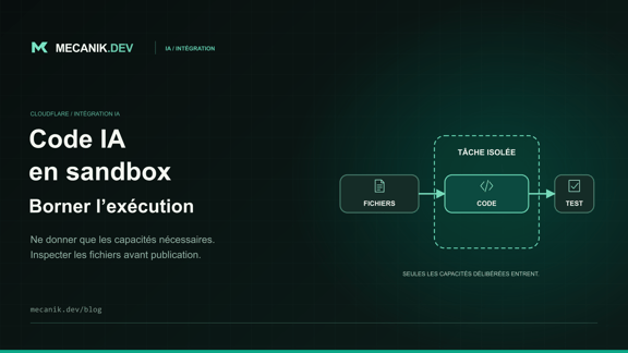 Cloudflare Sandbox pour le code IA : limites et contrôles